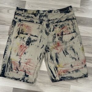 Lion Dynasty Men’s Destroyed Bleached & Ripped Denim shorts Sz 46 Slim